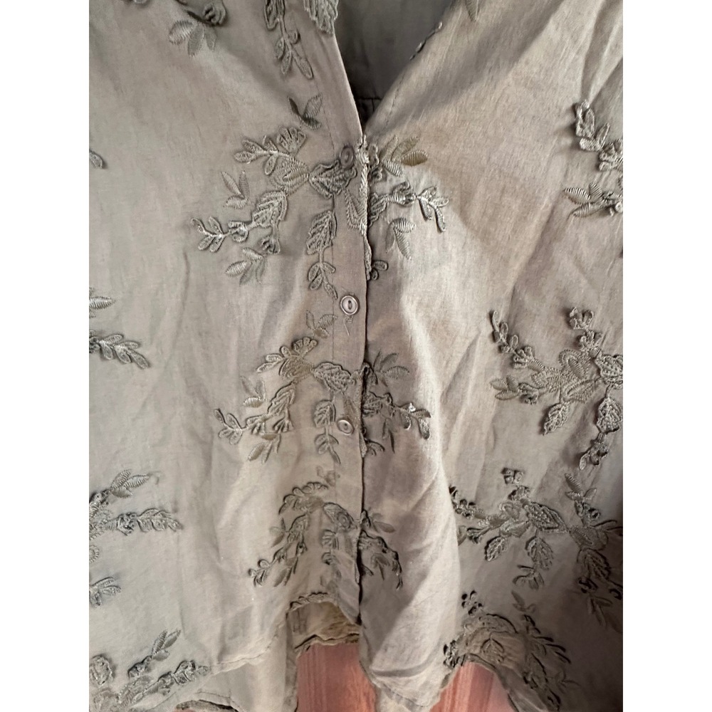 Women ENTRO Boutique Top|Not Like Us 3/4 Sleeve Floral Blouse Olive Green| SZ S - Picture 5 of 7